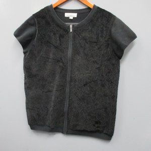 Rose Blue Girls Jacket Sweater Size 20 Full Zipper Round Neck Short Sleeve Top